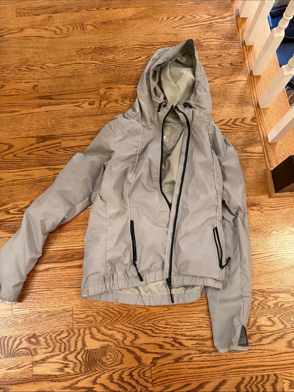 Light Gray Hooded Windbreaker Jacket